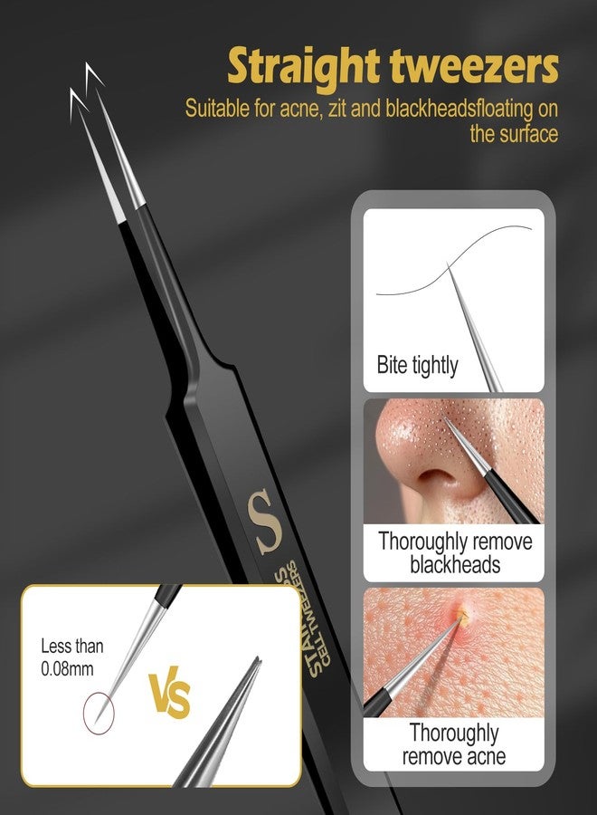 WSYUB Professional Blackhead Tweezers and Ingrown Hair Tweezers, Stainless Steel Blackhead Remover Tools, Tweezer for Women Facial Hair - Image 2